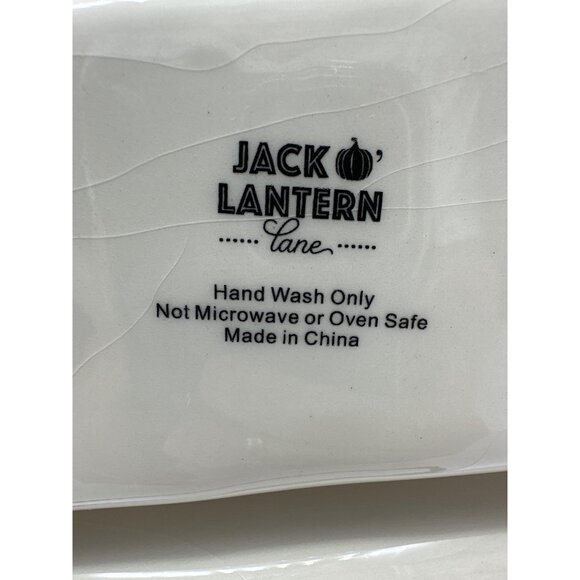 Jack o Lantern Lane Halloween Ceramic Tray Boo Yikes Eek Only 3 Compartments - Picture 4 of 7